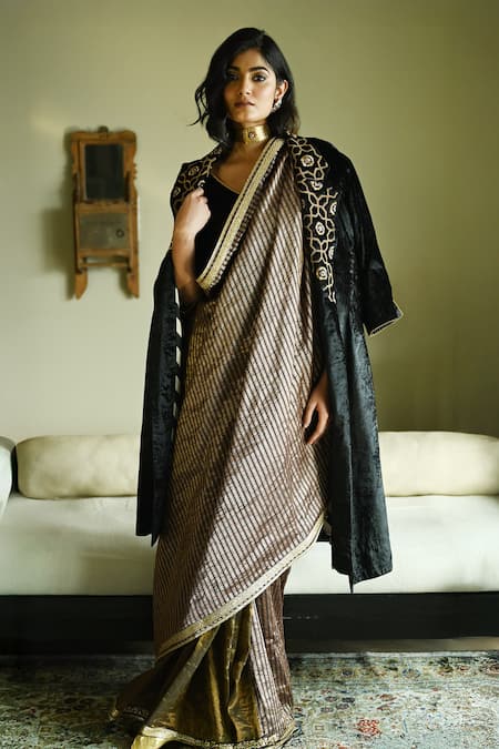 Shorshe Clothing Irum Stripes Meena Brocade & Tissue Saree 