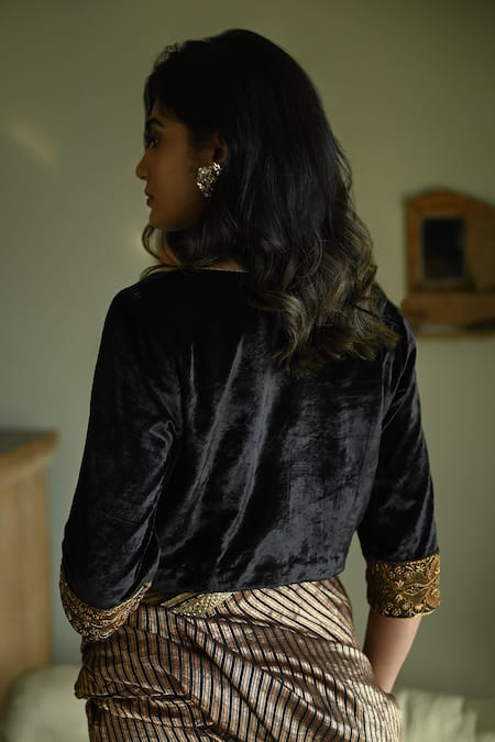 Shorshe Clothing Zubeida Velvet Embroidered Blouse 