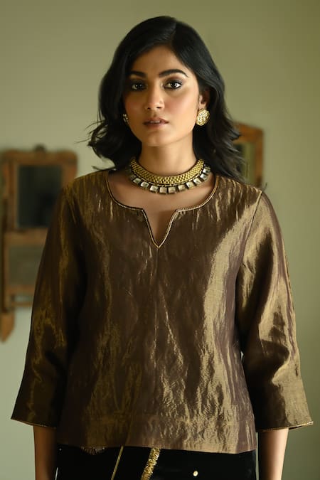 Shorshe Clothing Reshma Handwoven Chanderi Silk Blouse 