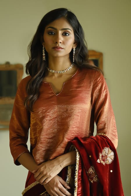 Shorshe Clothing Handwoven Chanderi Silk & Tissue Pin Stripes Blouse 