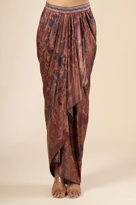 Tarun Tahiliani Printed Draped Skirt 