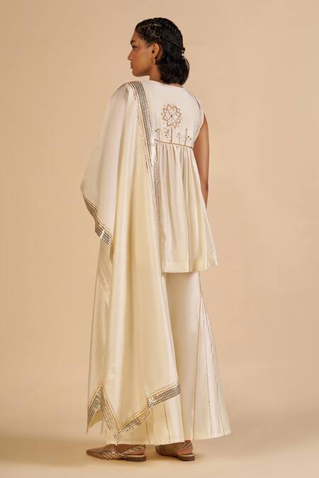 Buy Gulabo By Abu Sandeep Off White Chanderi Zari Embroidered Flared Pant Online at Aza Fashions Buy_Gulabo By Abu Sandeep_Off White Chanderi Zari Embroidered Flared Pant _Online_at_Aza_Fashions