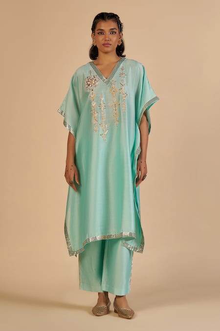Gulabo By Abu Sandeep Embroidered Kaftan With Sequin Trim 