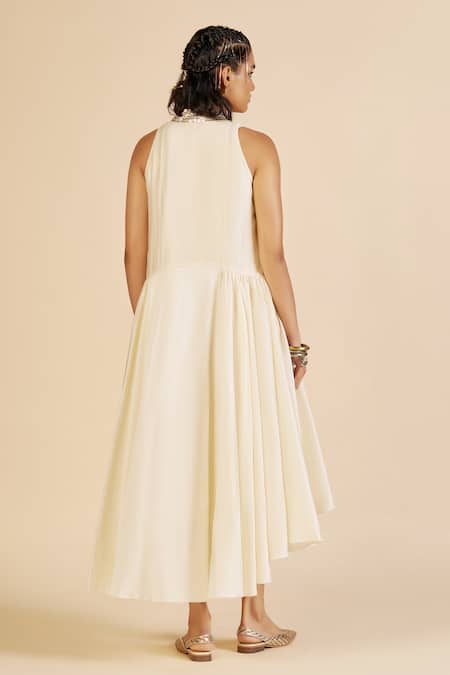 Shop Gulabo By Abu Sandeep Off White Chanderi Sequins, Embroidery Open Neck Jacket With at Aza Fashions Shop_Gulabo By Abu Sandeep_Off White Chanderi Sequins, Embroidery Open Neck Jacket With _at_Aza_Fashions