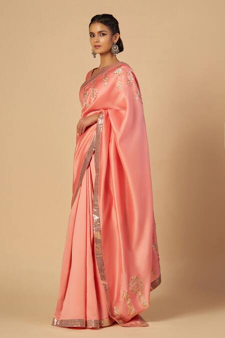 Buy Gulabo By Abu Sandeep Pink Chanderi Sequins, Embroidery Saree With Border Online at Aza Fashions Buy_Gulabo By Abu Sandeep_Pink Chanderi Sequins, Embroidery Saree With Border _Online_at_Aza_Fashions