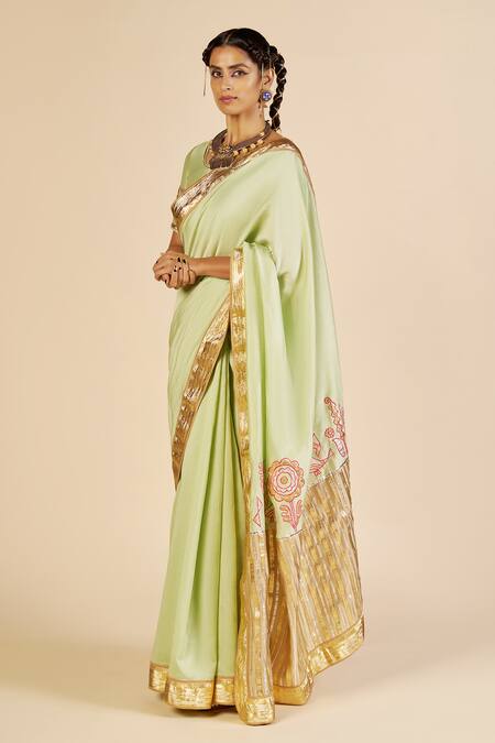 Buy Gulabo By Abu Sandeep Green Chanderi Embroidery Round Neck Blouse Online at Aza Fashions Buy_Gulabo By Abu Sandeep_Green Chanderi Embroidery Round Neck Blouse _Online_at_Aza_Fashions