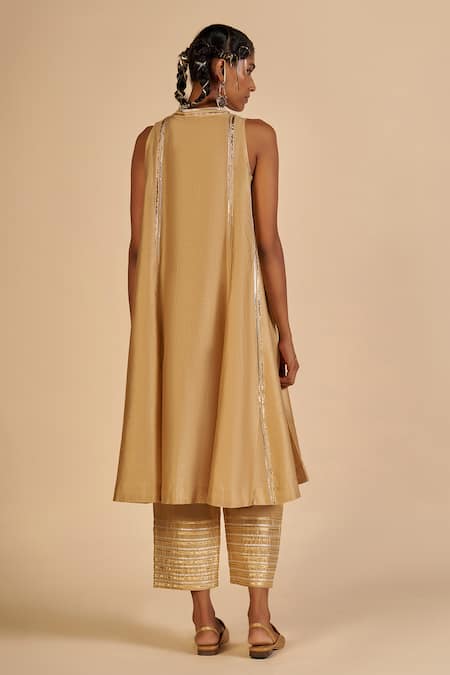 Gulabo By Abu Sandeep Embroidered Chanderi Sleeveless Tunic