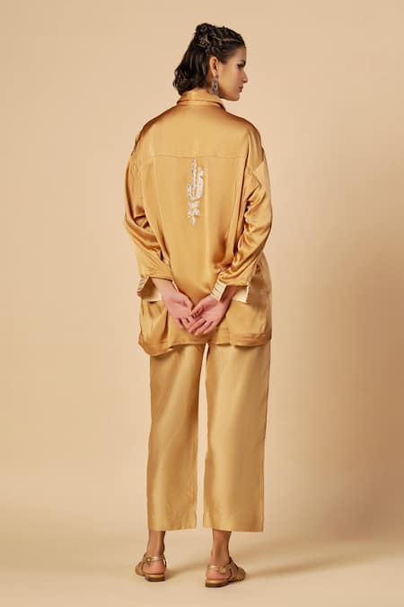 Gulabo By Abu Sandeep Chanderi Embroidered Shirt