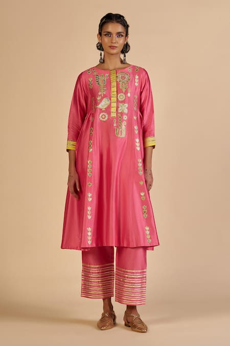 Gulabo By Abu Sandeep Chanderi Embroidered Striped Trouser