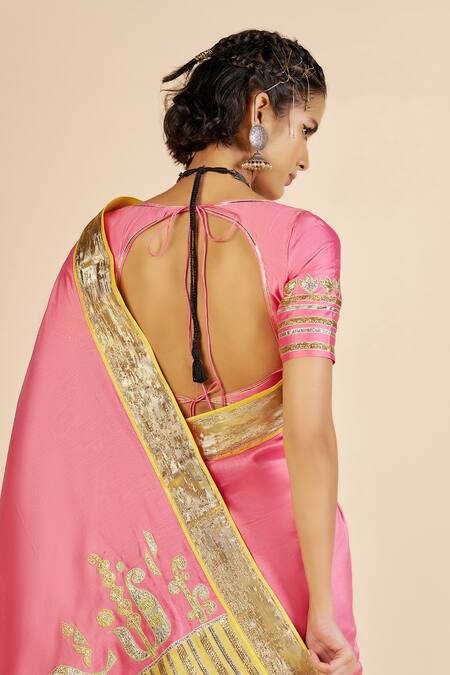 Buy Gulabo By Abu Sandeep Pink Chanderi Zari, Embroidery Saree Online at Aza Fashions Buy_Gulabo By Abu Sandeep_Pink Chanderi Zari, Embroidery Saree _Online_at_Aza_Fashions