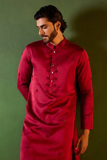 Buy Shreyansh Designs Wine Silk Embroidery Hriday Floral Kurta Set Online at Aza Fashions Buy_Shreyansh Designs_Wine Silk Embroidery Hriday Floral Kurta Set _Online_at_Aza_Fashions
