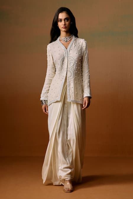 Saniya Sharma Aurea Embroidered Jacket & Draped Skirt Set 
