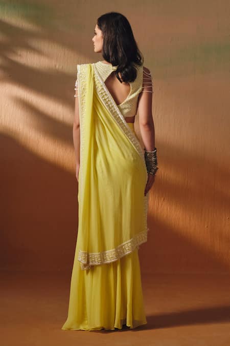 Saniya Sharma Nyra Pre-Draped Saree With Embroidered Blouse 
