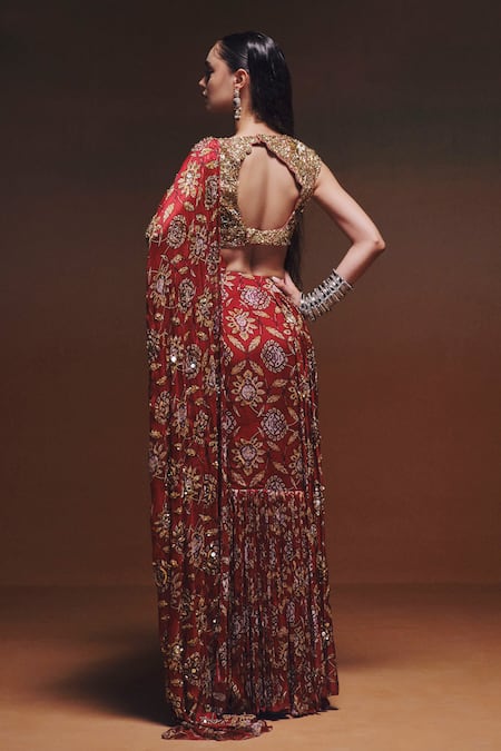 Saniya Sharma Noor Printed Pre-Draped Saree With Blouse