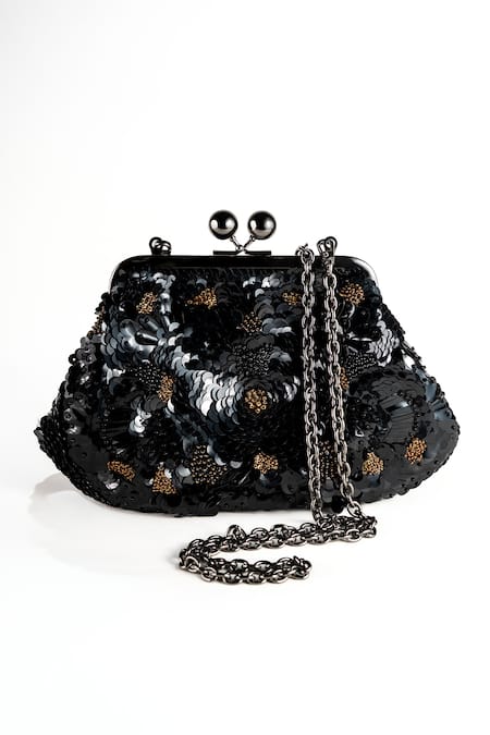 Nupur Kanoi Carmela Gold Hand Embroidered Clutch 