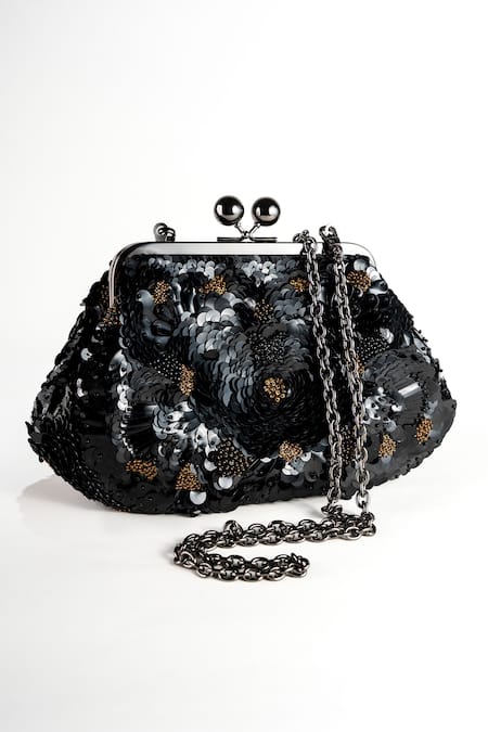 Nupur Kanoi Carmela Gold Hand Embroidered Clutch 