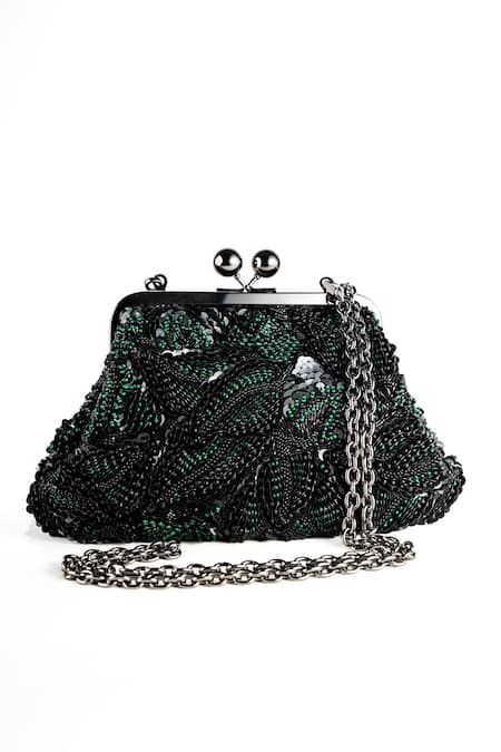 Nupur Kanoi Carmela Bougain Hand Embroidered Clutch 