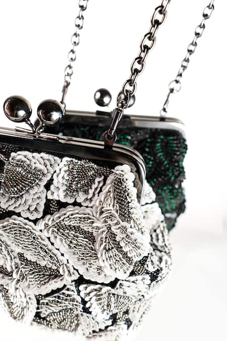 Nupur Kanoi_Off White Sequins, Beads, Embroidery Carmela Bougain Hand Clutch _Online_at_Aza_Fashions