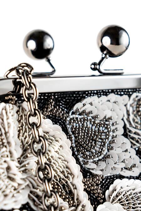 Buy_Nupur Kanoi_Off White Embroidery, Sequins, Beads Carmela Bougain Hand Clutch _Online_at_Aza_Fashions