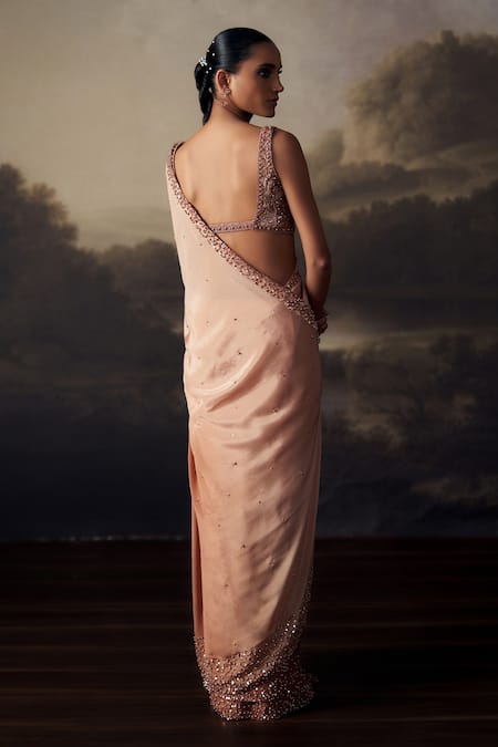 Ohaila Khan Sequins & Crystal Embroidered Saree With Blouse 