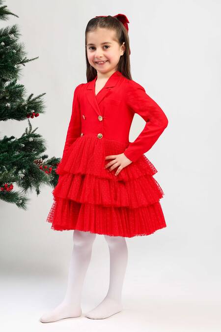 Shop_The Pony & Peony Co._Red Rayon Mira Dress _Online_at_Aza_Fashions