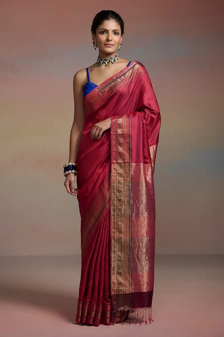 Dressfolk Rhea Woven Saree With Unstitched Blouse Piece 