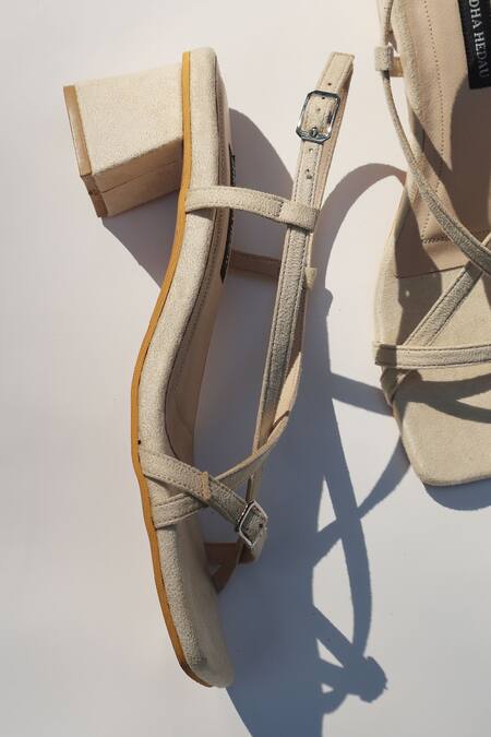 Shradha Hedau Footwear Couture_Beige Rhea Strappy Buckle Heels _Online_at_Aza_Fashions