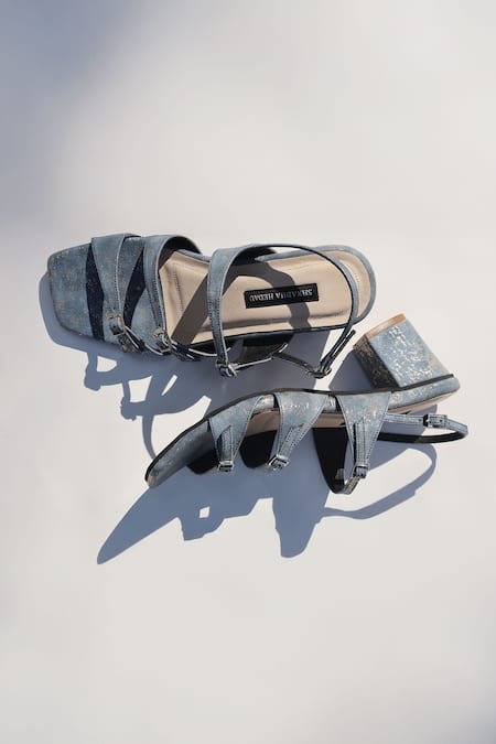 Shradha Hedau Footwear Couture Tara Denim Strappy Block Heels 