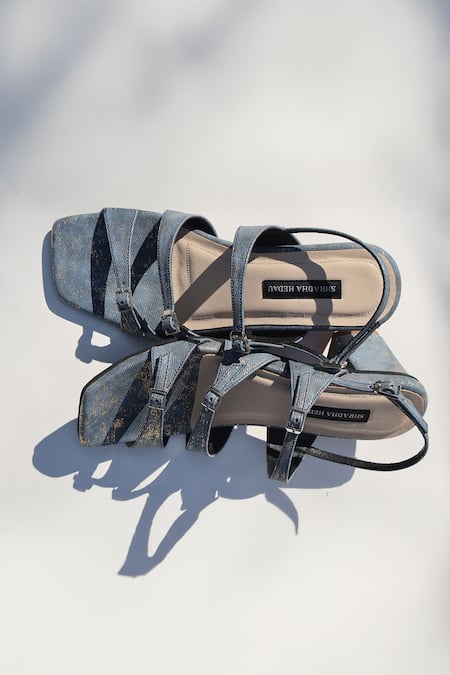 Shradha Hedau Footwear Couture Tara Denim Strappy Block Heels 