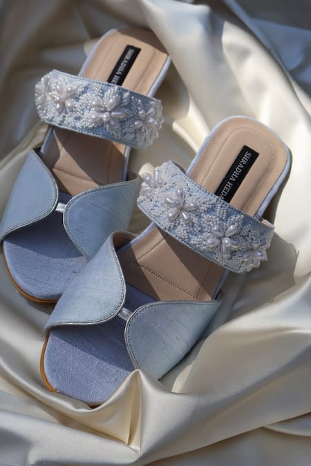 Shradha Hedau Footwear Couture Eira Pearl & Bead Embellished Wedges 