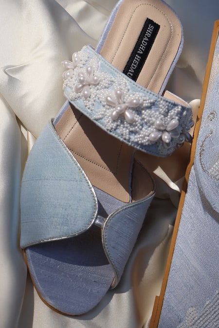 Shradha Hedau Footwear Couture Eira Pearl & Bead Embellished Wedges 