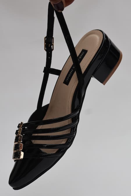 Shradha Hedau Footwear Couture_Black Buckles Arisha Pointed Toe Strappy Heels _Online_at_Aza_Fashions