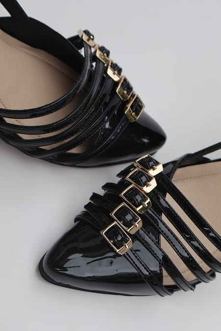 Buy_Shradha Hedau Footwear Couture_Black Buckles Arisha Pointed Toe Strappy Heels 
