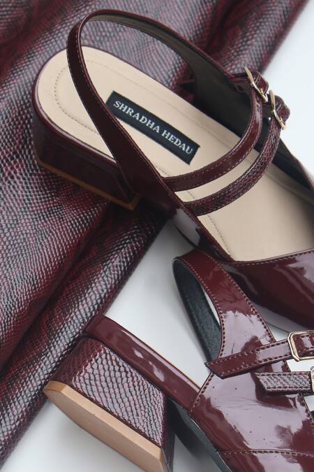 Shop_Shradha Hedau Footwear Couture_Burgundy Aavya Strappy Pointed Toe Heels 