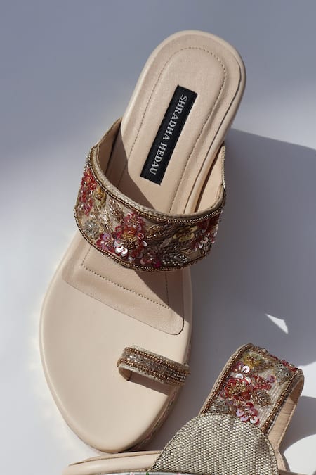 Shradha Hedau Footwear Couture Aishani Floral Hand Painted Wedges 