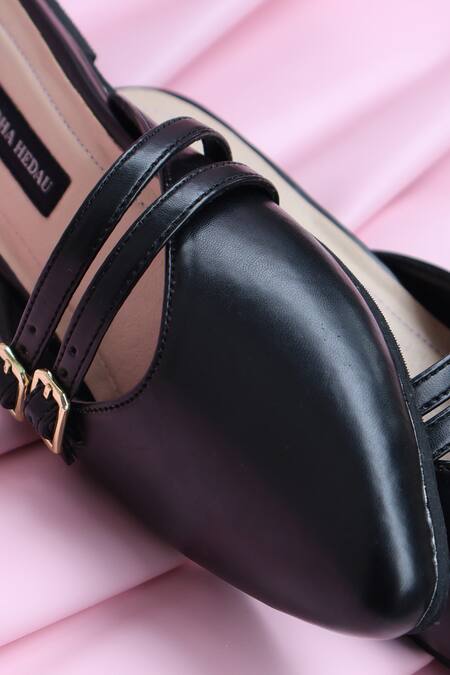 Shradha Hedau Footwear Couture_Black Buckles Elina Pointed Toe Mules _Online_at_Aza_Fashions