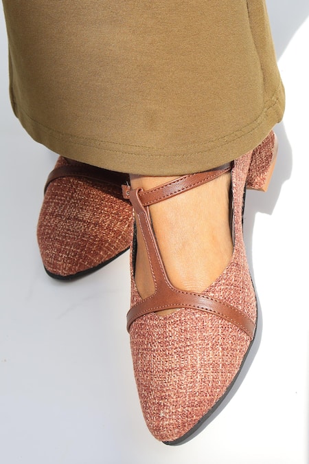 Shradha Hedau Footwear Couture Ziya Textured T Strap Heels 