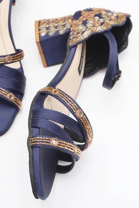 Shradha Hedau Footwear Couture Liyana Embellished Satin Block Heels 
