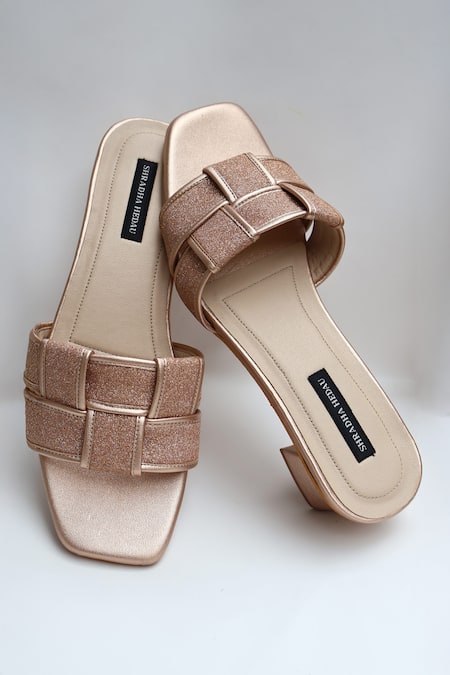 Shradha Hedau Footwear Couture Tisya Glitter Woven Strap Block Heels 