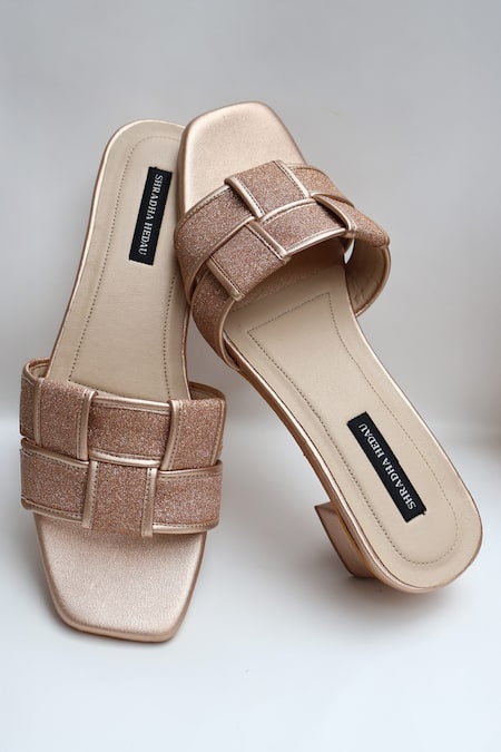 Shradha Hedau Footwear Couture Tisya Glitter Woven Strap Block Heels 