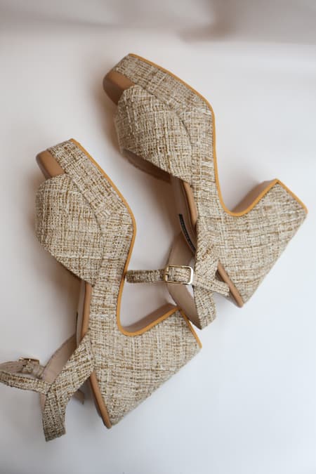 Shradha Hedau Footwear Couture Miraya Jute Textured Platform Heels 