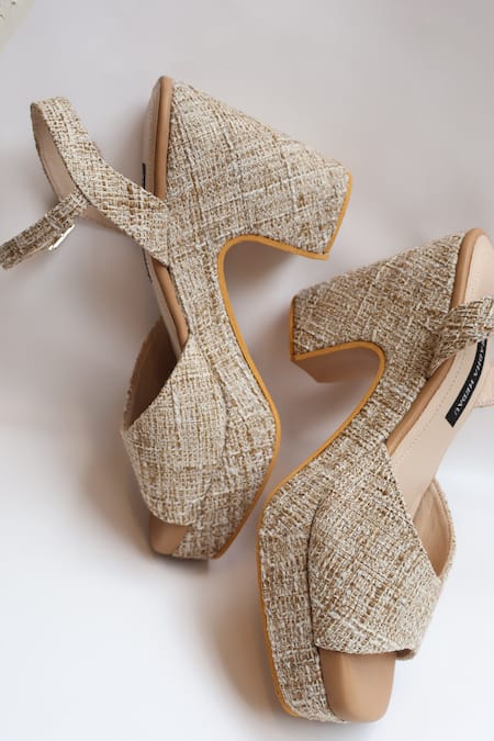 Shradha Hedau Footwear Couture Miraya Jute Textured Platform Heels 