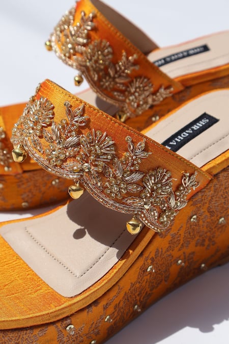 Shradha Hedau Footwear Couture Ridhima Embellished Brocade Wedges 
