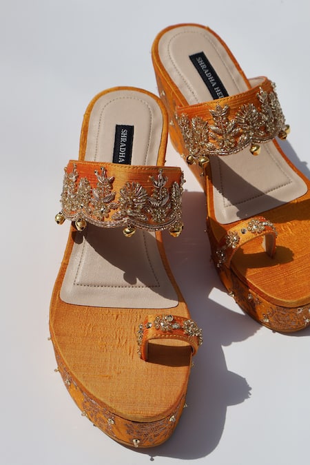 Shradha Hedau Footwear Couture Ridhima Embellished Brocade Wedges 