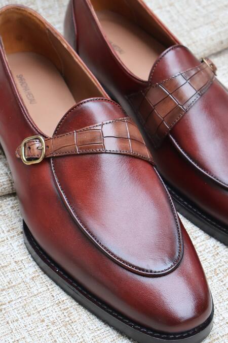Buy_Shradha Hedau Footwear Couture_Brown Arvay Monk Strap Shoes 