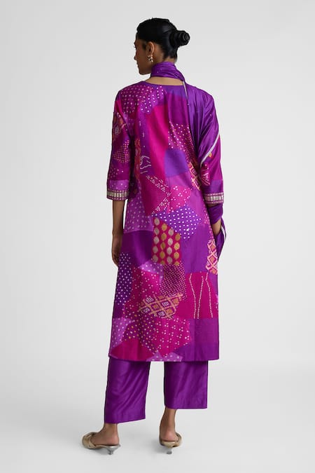 Naina Jain Bandhani Patchwork Embroidered Kurta Set 