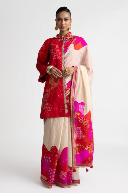 Naina Jain Zardozi Embroidered Saree Set With Jacket 