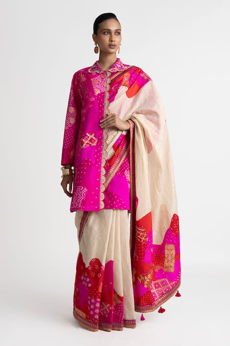 Naina Jain Zardozi Embroidered Saree Set With Jacket 