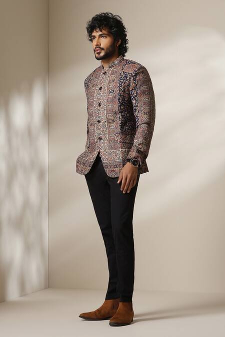 Buy Dusala Multi Color Pashmina Printed Bandhgala Online at Aza Fashions Buy_Dusala_Multi Color Pashmina Printed Bandhgala _Online_at_Aza_Fashions