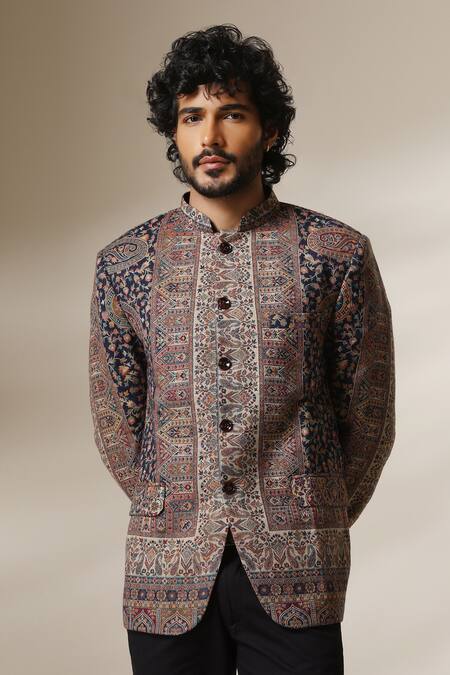 Dusala Pashmina Printed Bandhgala 